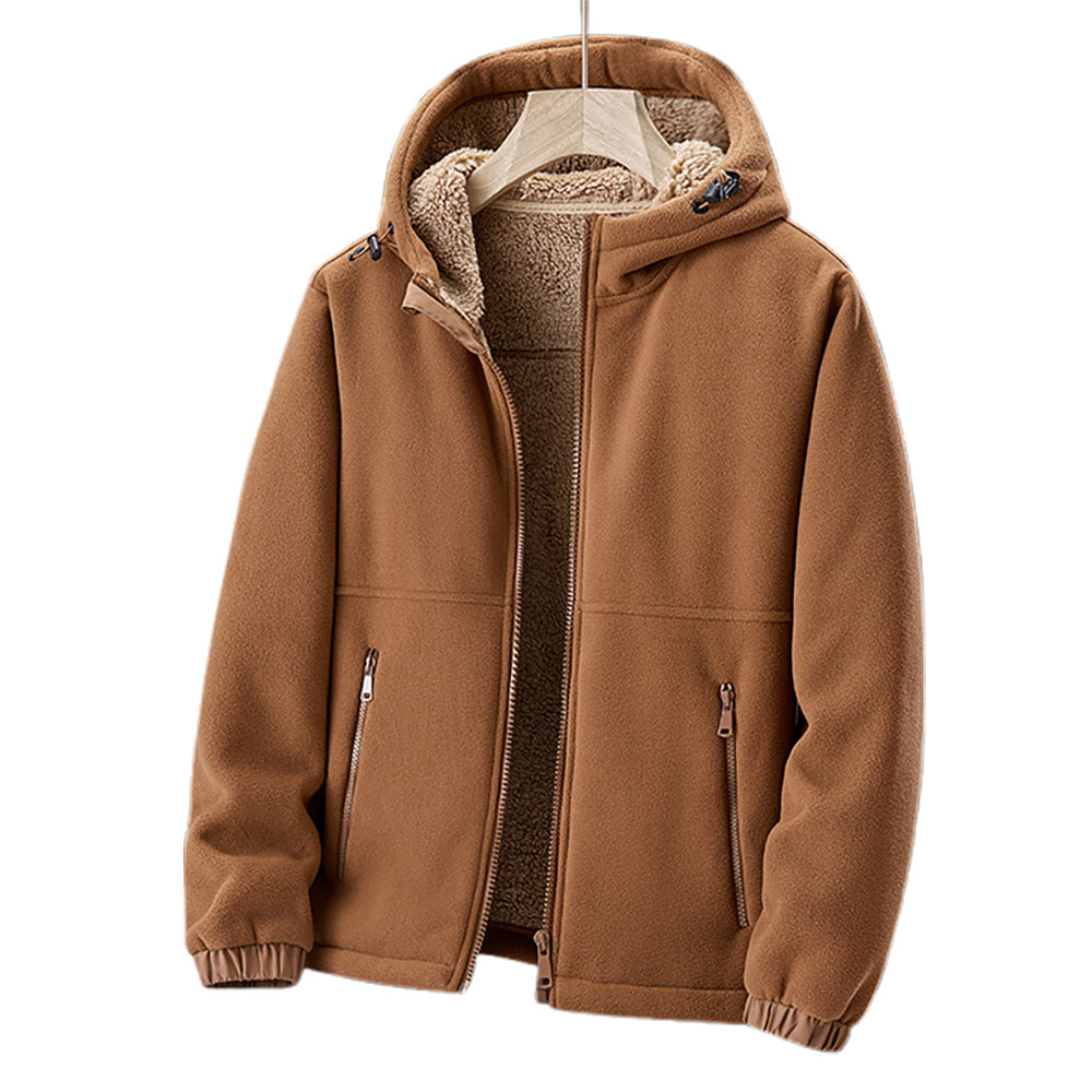 Warm Waterproof Men's Hooded Fleece Jacket - VogeLuxe