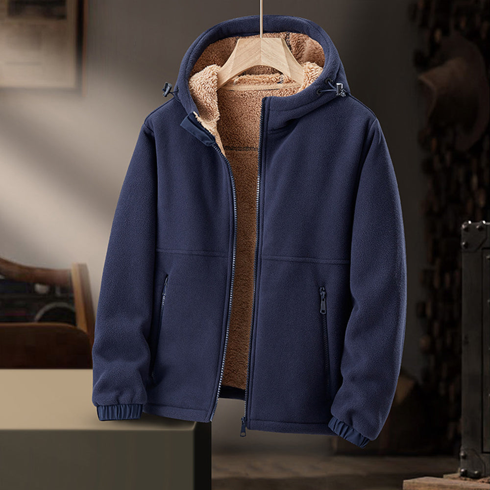 Warm Waterproof Men's Hooded Fleece Jacket