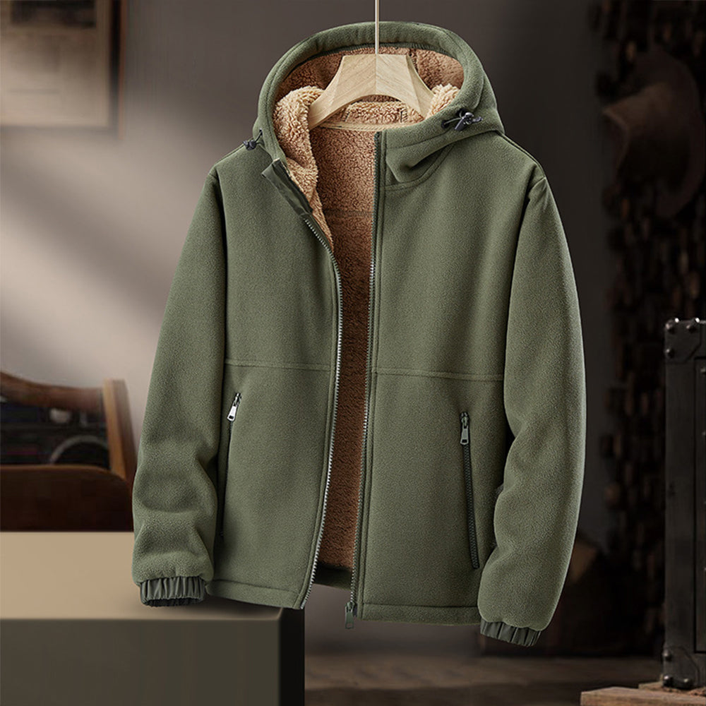 Warm Waterproof Men's Hooded Fleece Jacket