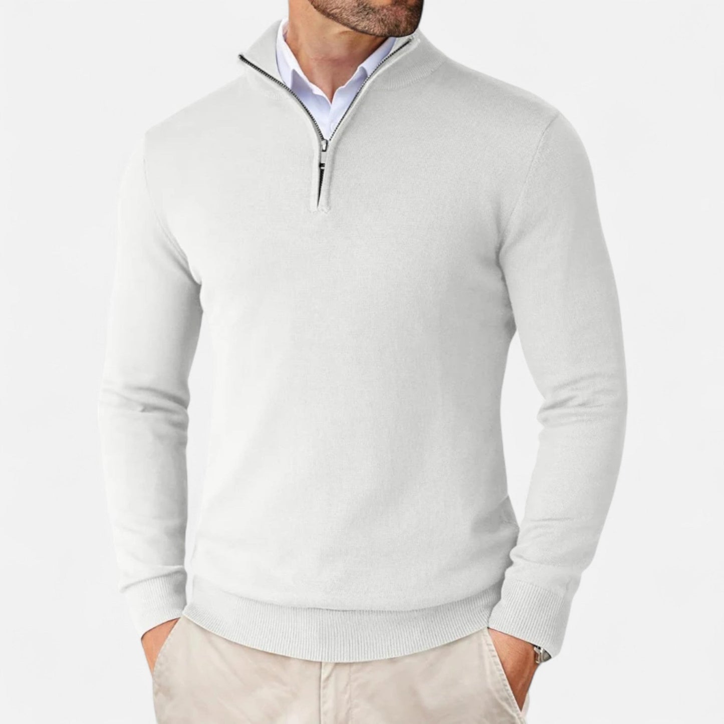 Fitted Men's Quarter Zip Sweater