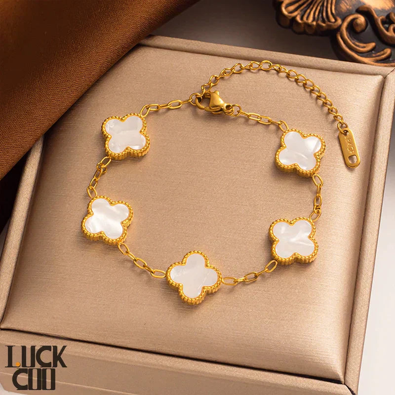Delicate Flower Charm Gold Plated Ladies Bracelet
