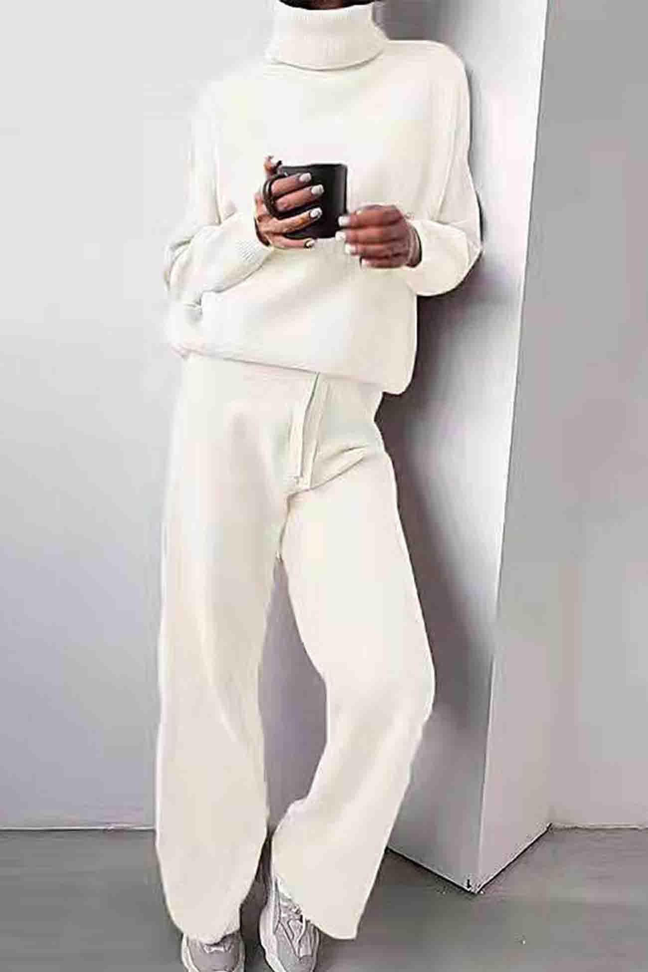 Comfy Women's Knit Turtleneck Jumper and Trousers Set