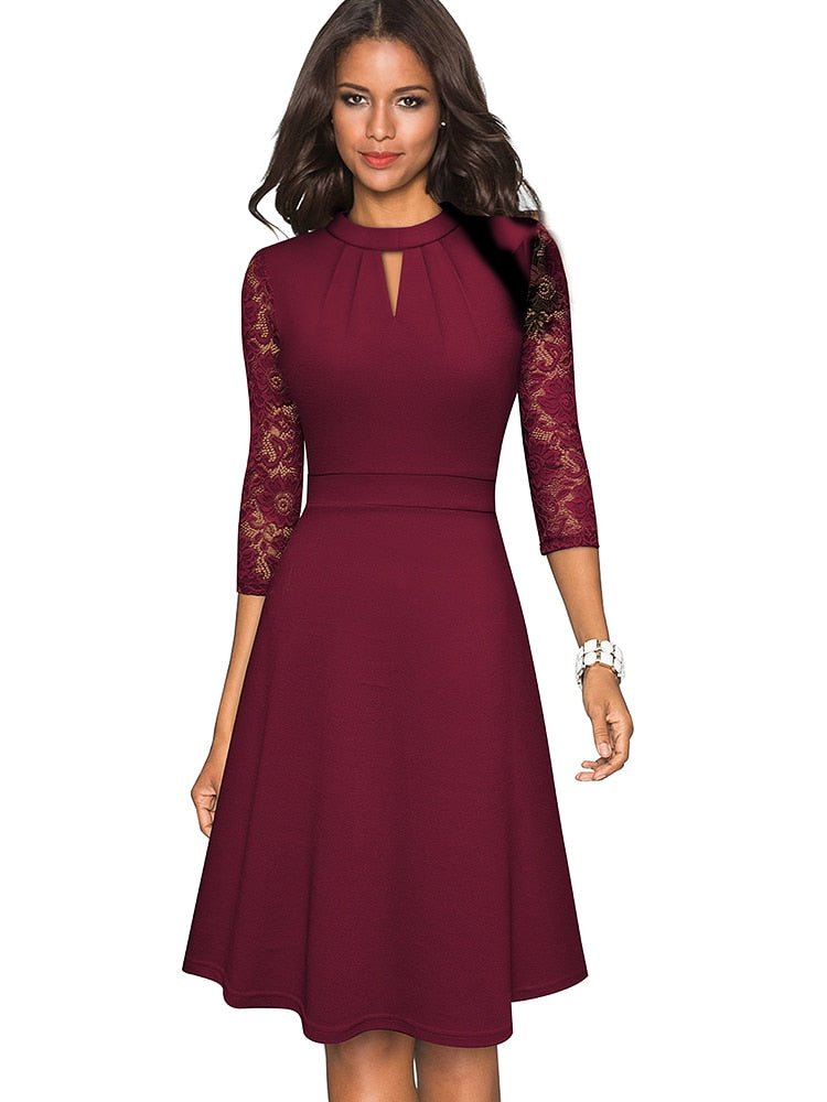 Chic Ladies Lace Dress with Cut Out Details