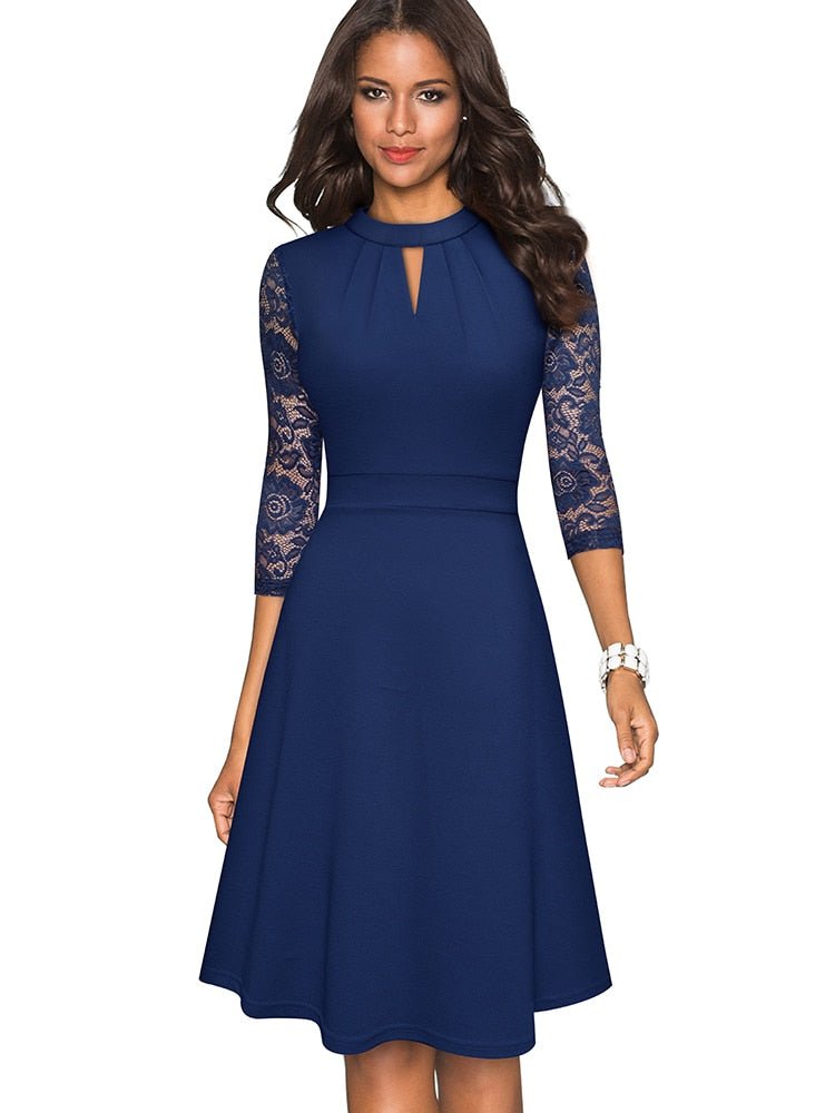 Chic Ladies Lace Dress with Cut Out Details