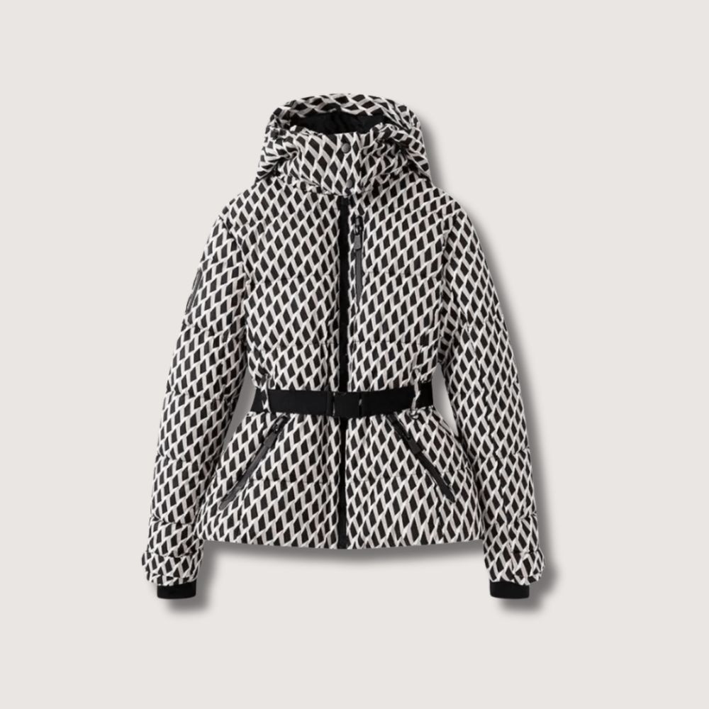VogeLuxe | Women’s Metallic Belted Puffer Jacket With Hood