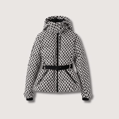 VogeLuxe | Women’s Metallic Belted Puffer Jacket With Hood