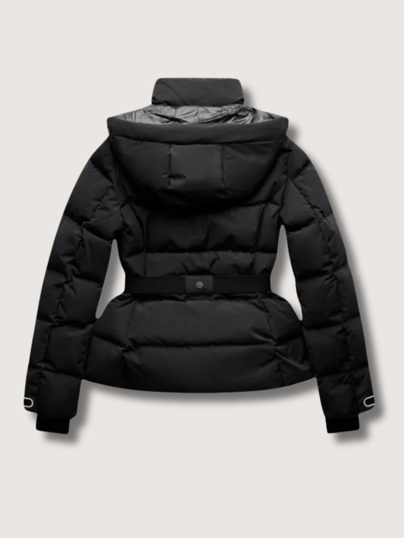 VogeLuxe | Women’s Belted Quilted Puffer Jacket With Detachable Hood