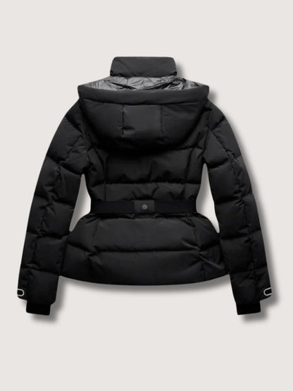VogeLuxe | Women’s Belted Quilted Puffer Jacket With Detachable Hood