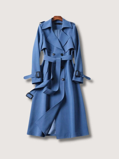 VogeLuxe | Women’s Belted Double Breasted Longline Trench Coat