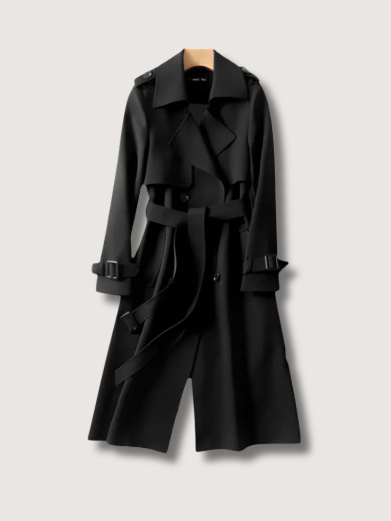 VogeLuxe | Women’s Belted Double Breasted Longline Trench Coat