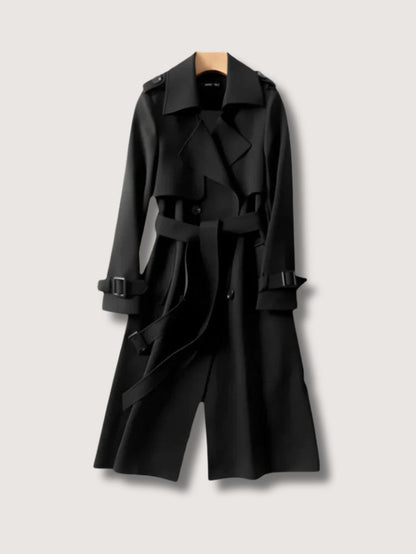 VogeLuxe | Women’s Belted Double Breasted Longline Trench Coat