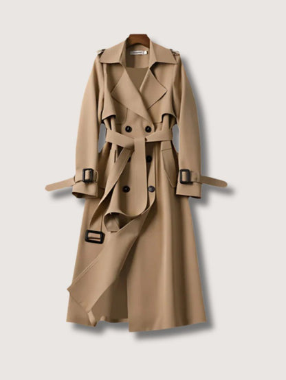 VogeLuxe | Women’s Belted Double Breasted Longline Trench Coat