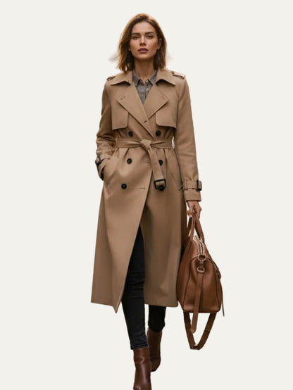 VogeLuxe | Women’s Belted Double Breasted Longline Trench Coat