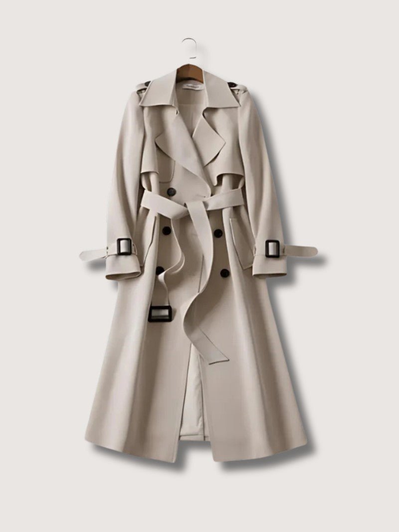 VogeLuxe | Women’s Belted Double Breasted Longline Trench Coat
