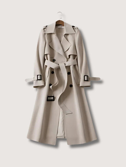 VogeLuxe | Women’s Belted Double Breasted Longline Trench Coat
