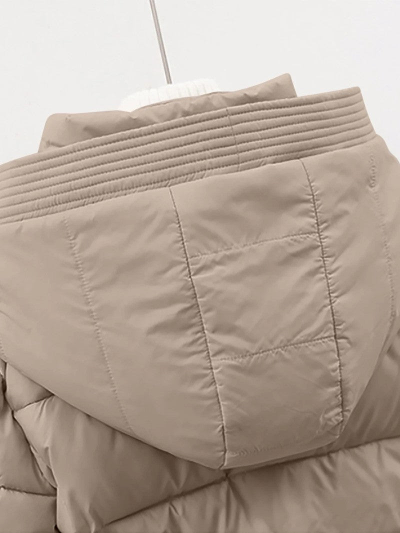 VogeLuxe | Women’s Belted Quilted Puffer Jacket with Hood