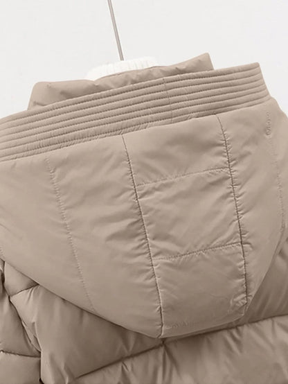VogeLuxe | Women’s Belted Quilted Puffer Jacket with Hood