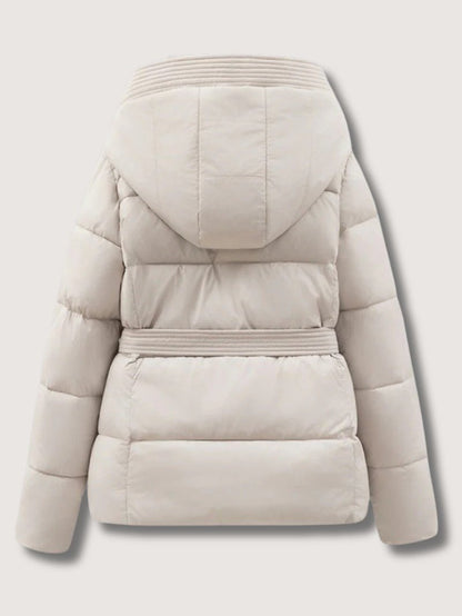 VogeLuxe | Women’s Belted Quilted Puffer Jacket with Hood