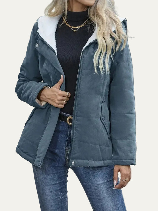 VogeLuxe | Women’s Hooded Contrast Lined Puffer Jacket