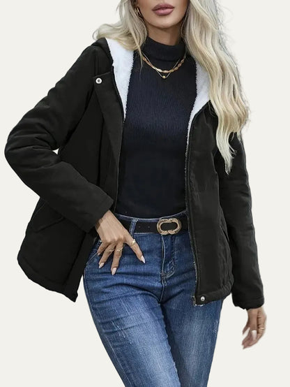 VogeLuxe | Women’s Hooded Contrast Lined Puffer Jacket
