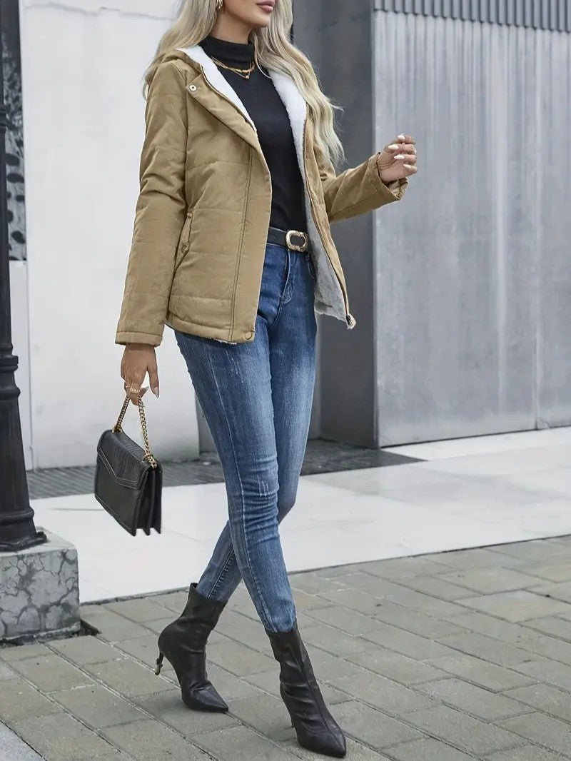 VogeLuxe | Women’s Hooded Contrast Lined Puffer Jacket