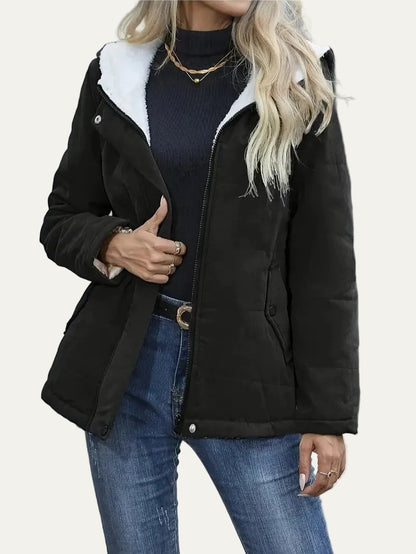 VogeLuxe | Women’s Hooded Contrast Lined Puffer Jacket