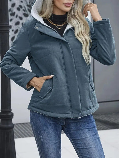 VogeLuxe | Women’s Hooded Contrast Lined Puffer Jacket