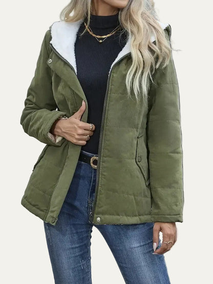 VogeLuxe | Women’s Hooded Contrast Lined Puffer Jacket