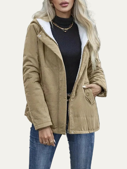 VogeLuxe | Women’s Hooded Contrast Lined Puffer Jacket