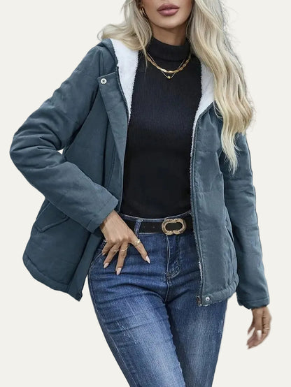 VogeLuxe | Women’s Hooded Contrast Lined Puffer Jacket