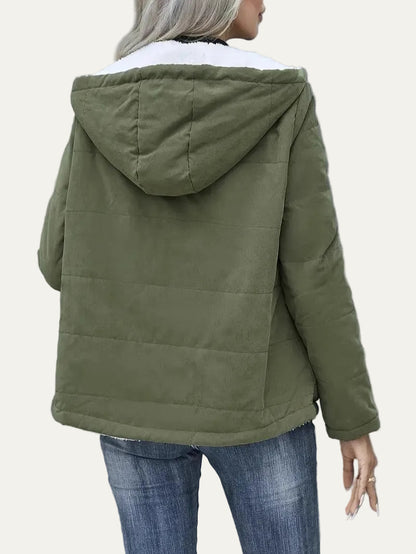VogeLuxe | Women’s Hooded Contrast Lined Puffer Jacket