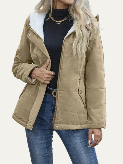 VogeLuxe | Women’s Hooded Contrast Lined Puffer Jacket