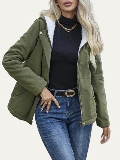 VogeLuxe | Women’s Hooded Contrast Lined Puffer Jacket
