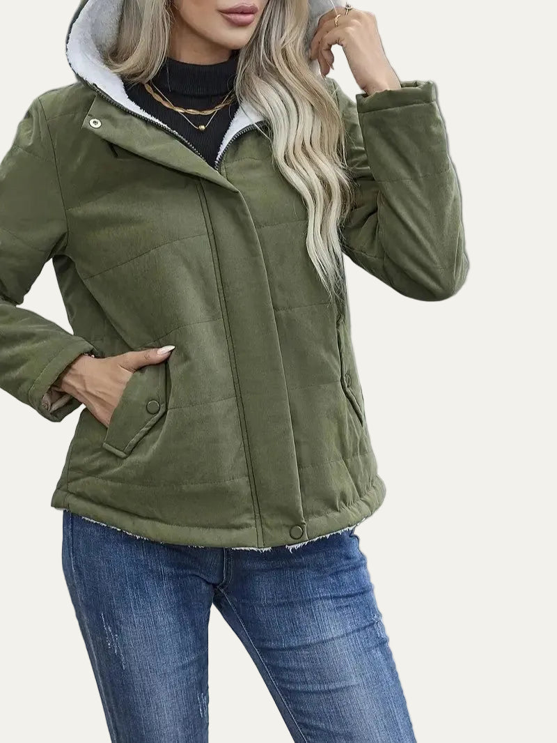 VogeLuxe | Women’s Hooded Contrast Lined Puffer Jacket