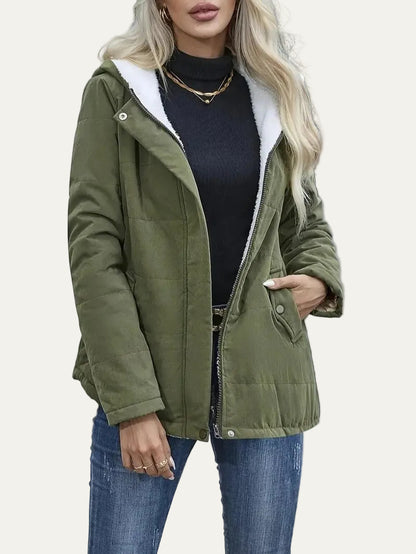 VogeLuxe | Women’s Hooded Contrast Lined Puffer Jacket