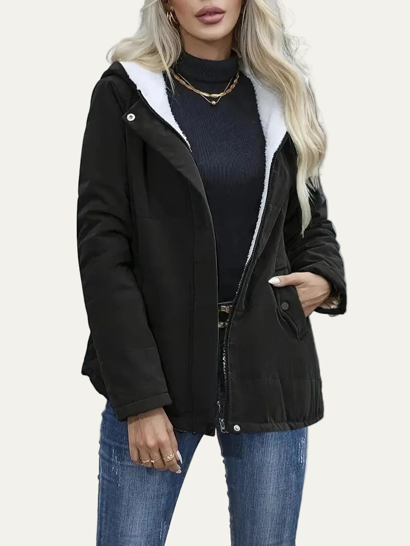 VogeLuxe | Women’s Hooded Contrast Lined Puffer Jacket