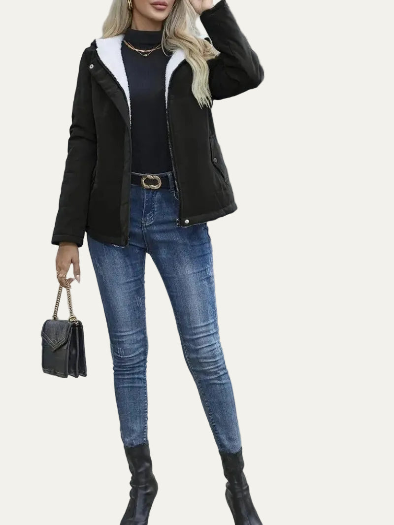 VogeLuxe | Women’s Hooded Contrast Lined Puffer Jacket