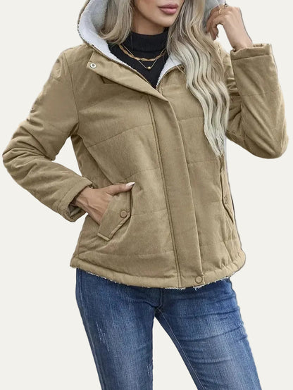 VogeLuxe | Women’s Hooded Contrast Lined Puffer Jacket