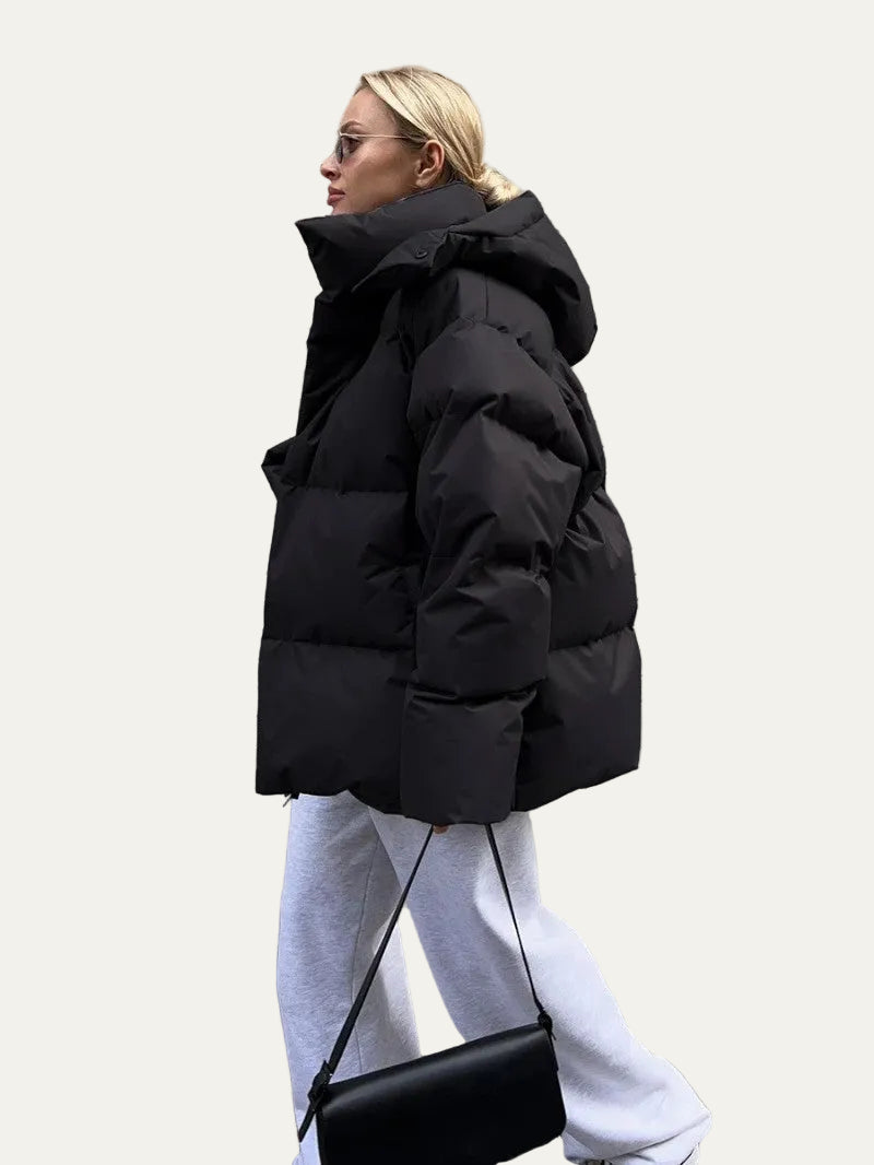 VogeLuxe | Women’s High-Neck Hooded Quilted Puffer Jacket