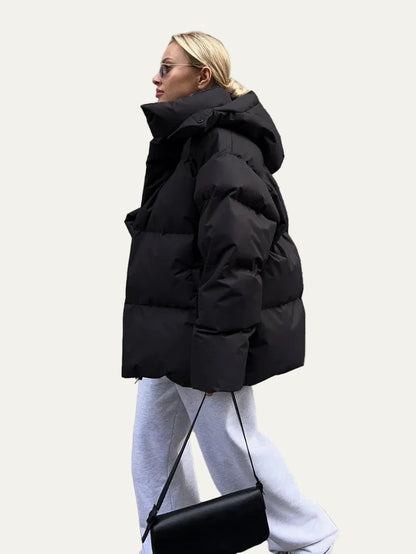 VogeLuxe | Women’s High-Neck Hooded Quilted Puffer Jacket