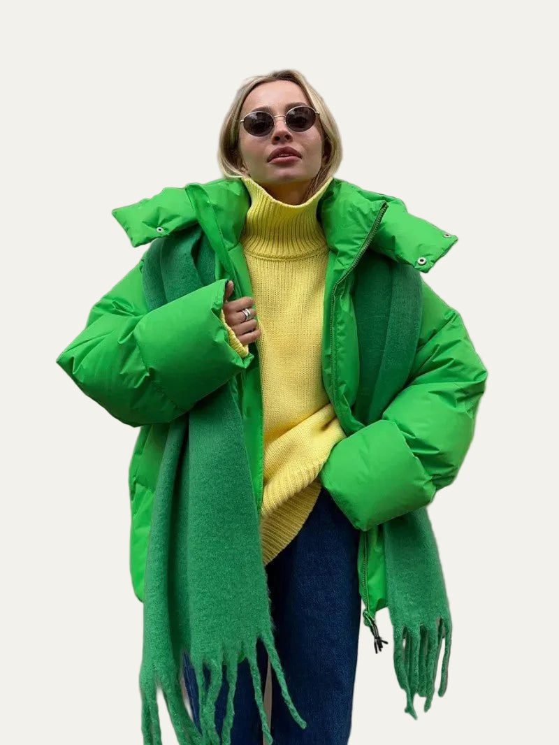 VogeLuxe | Women’s High-Neck Hooded Quilted Puffer Jacket