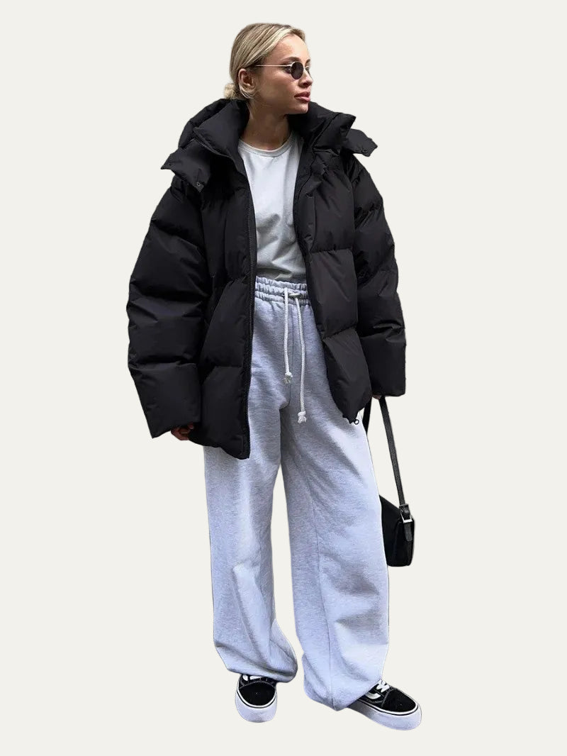 VogeLuxe | Women’s High-Neck Hooded Quilted Puffer Jacket