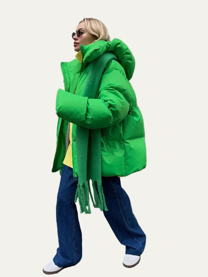VogeLuxe | Women’s High-Neck Hooded Quilted Puffer Jacket