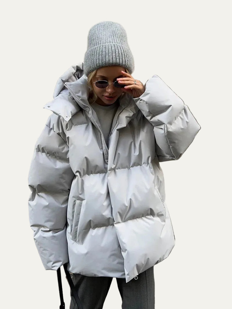 VogeLuxe | Women’s High-Neck Hooded Quilted Puffer Jacket