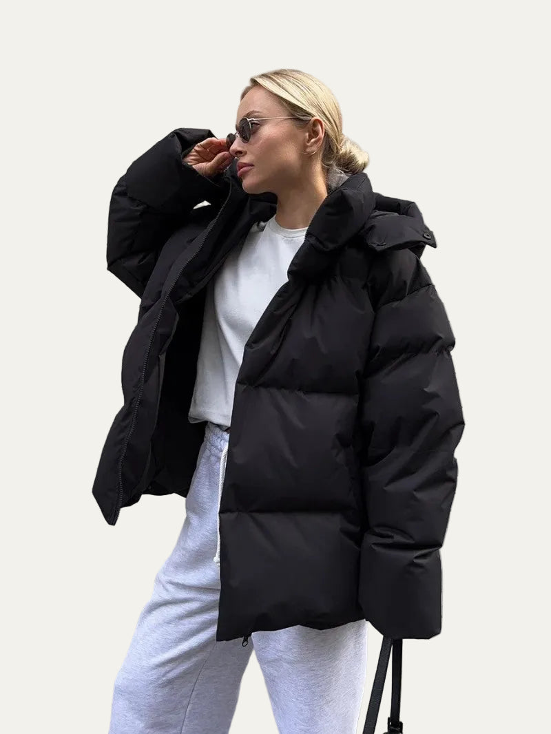 VogeLuxe | Women’s High-Neck Hooded Quilted Puffer Jacket
