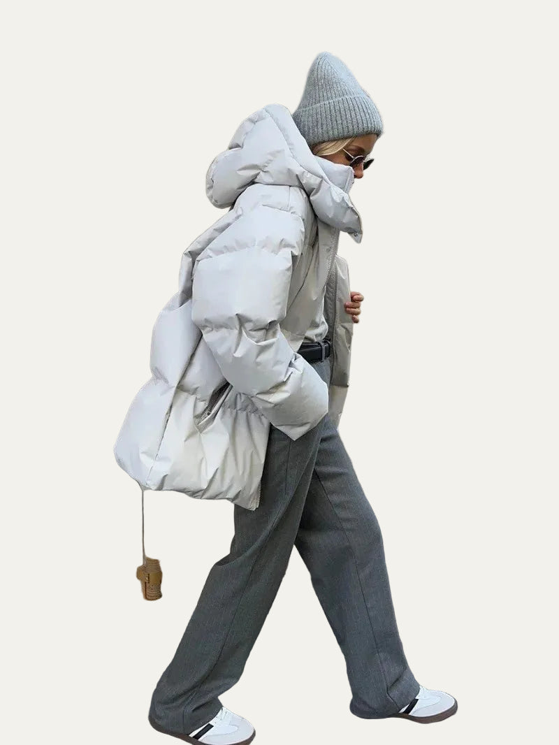 VogeLuxe | Women’s High-Neck Hooded Quilted Puffer Jacket