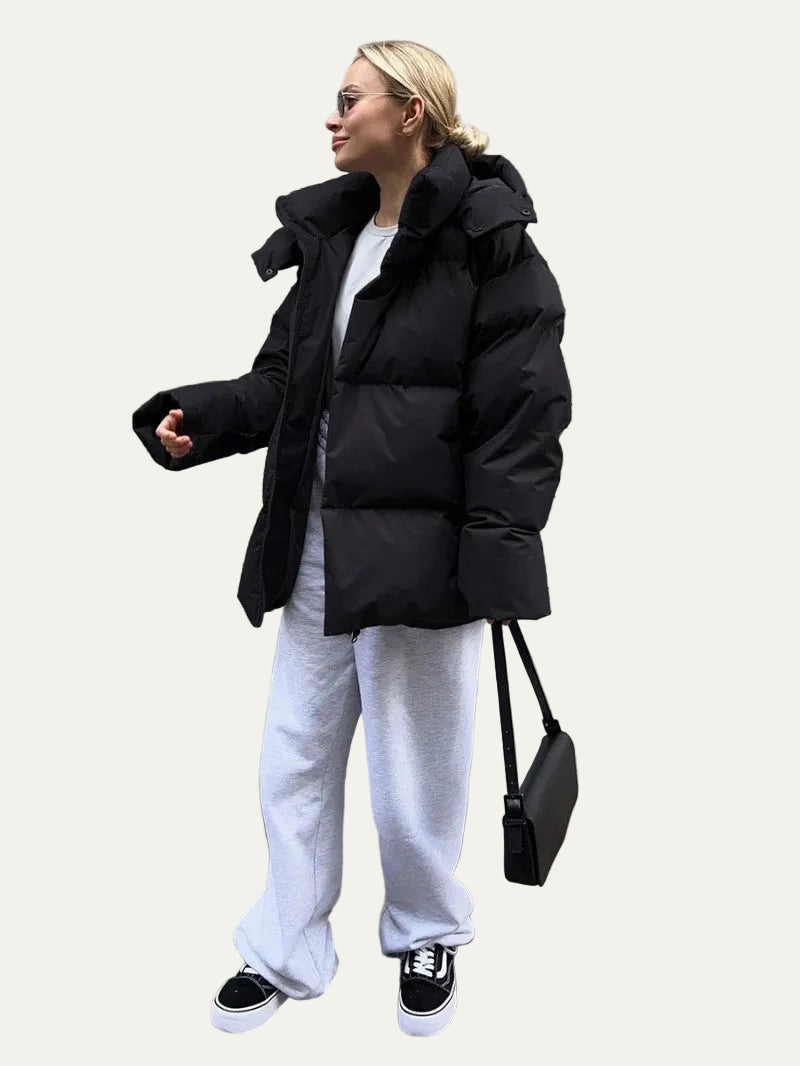 VogeLuxe | Women’s High-Neck Hooded Quilted Puffer Jacket
