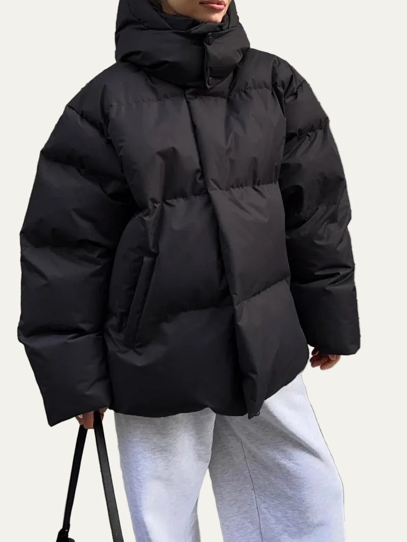 VogeLuxe | Women’s High-Neck Hooded Quilted Puffer Jacket