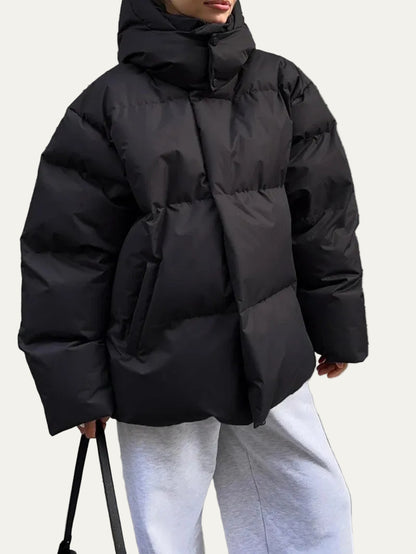 VogeLuxe | Women’s High-Neck Hooded Quilted Puffer Jacket