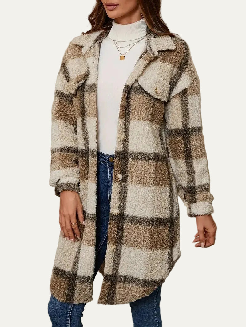 VogeLuxe | Women’s Oversized Plaid Shacket Jacket